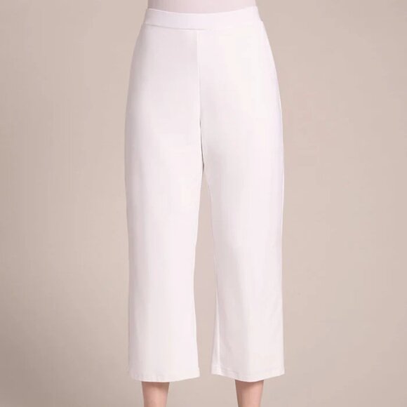 SYMPLI LUX PONTE PULL-ON NU WIDE LEG CROP WHITE PANT Size 16 - Picture 4 of 6
